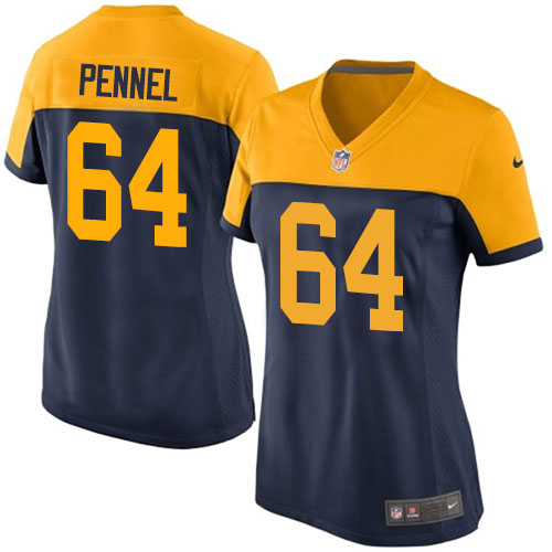 Women's Elite Mike Pennel Nike Jersey Navy Blue Alternate - #64 NFL Green Bay Packers